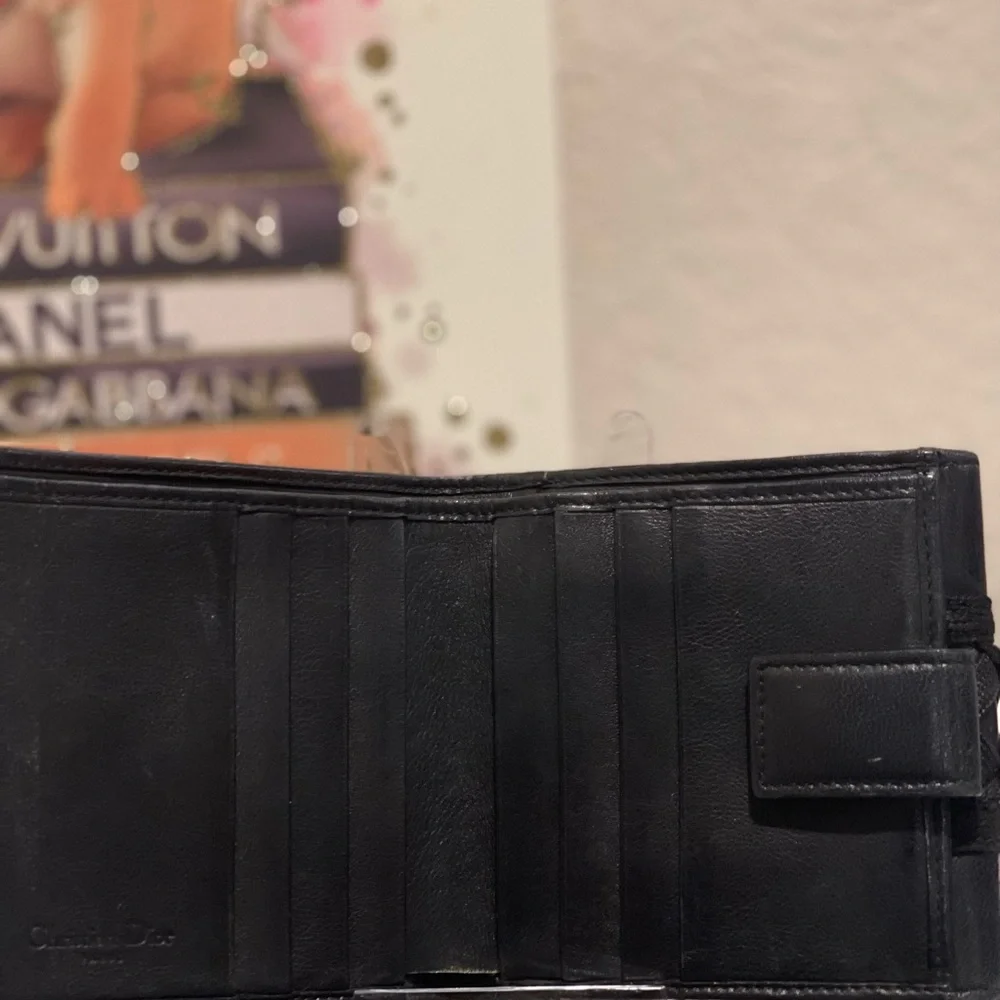 Christian Dior EUC Vntg Ballet Corset Bifold Black Leather Compact Wallet (W138)